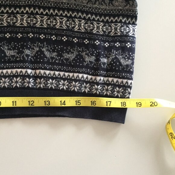 Nordic / Fair Isle Cotton Crew Neck Sweater. S  - Navy/White - Picture 9 of 11